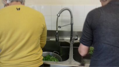 Tri et lavage de la salade verte